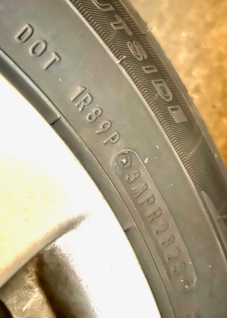 The stamp on this sidewall means that this particular tire was manufactured on the 28th week of 2023 or 10-16 July 2023.
