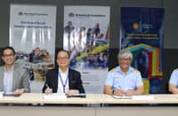 The MOA signing was led by Metrobank Foundation president Aniceto Sobrepeña (third from left) and Pilipinas Shell Foundation executive director Sebastian Quiniones Jr. (fourth from left), joined by Metrobank Foundation executive vice president Philip Francisco Dy (second from left), grants and partnerships program manager Marievic Mariano, Pilipinas Shell Foundation program director Sherwin Yap and senior program manager for nutrition and food security Maria Pamela Castro. (PHOTOGRAPH COURTESY OF METROBANK FOUNDATION)