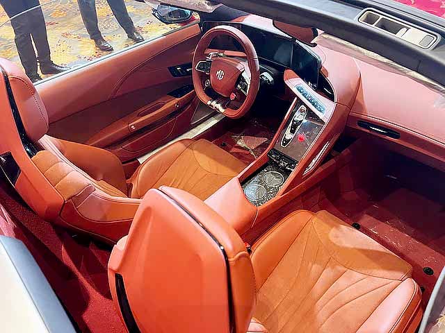 WITH a separate cockpit for the driver, MG Cyberster's 'digital fiber' interior design theme adopts a driver-centric layout.