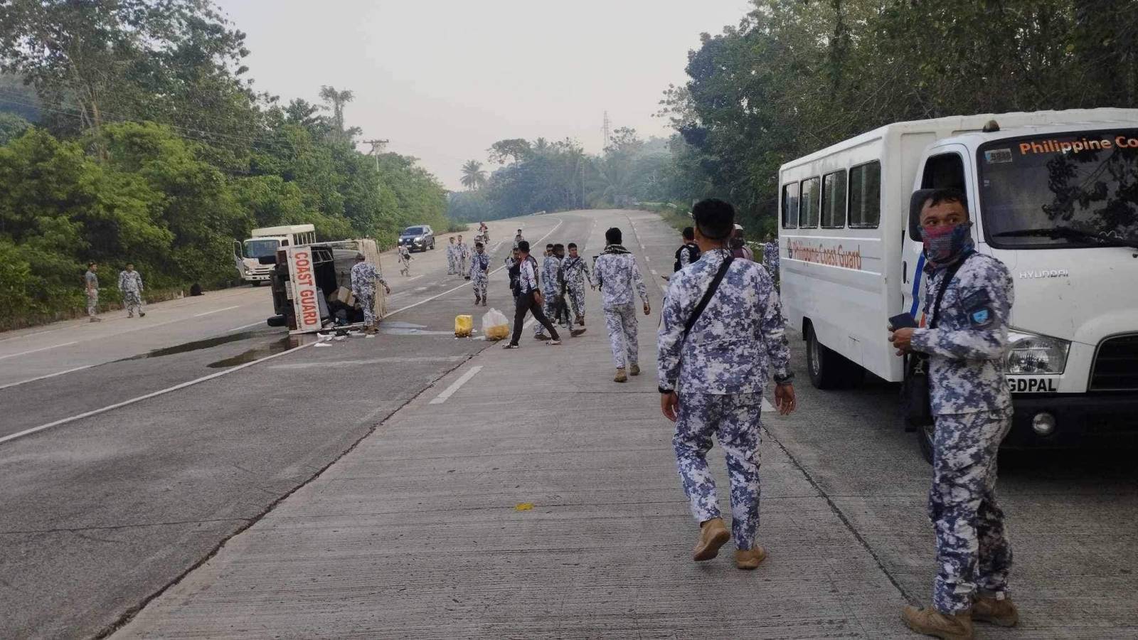 PCG vehicle overturns in Southern Palawan