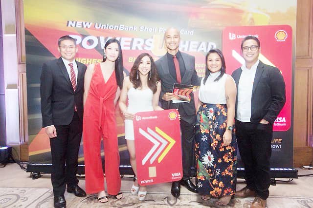 THE launch held at the Penthouse No. 66 of the Grand Hyatt Manila was also graced by (from left) Wilhelm Samson, Visa Cards product head of UnionBank; Ma. Carissa Sindiong, Cards product head of UnionBank; Jerrica Pastor, co-brands product manager of UnionBank; Will Devaughn, the event's host; J-Ann Ong, payment and partnership manager for mobility, Shell Pilipinas Corporation and Arvin Obmerga, marketing manager for mobility, Shell Pilipinas Corporation.