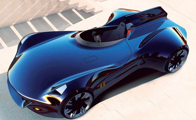 TIME TRAVEL: A mock-up of a car of the future.