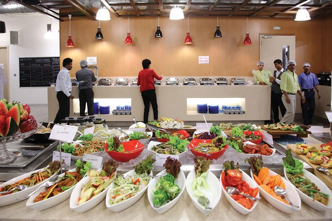 ANOTHER DAY IN OFFICE: The canteen at Facebook’s Hyderabad office. 