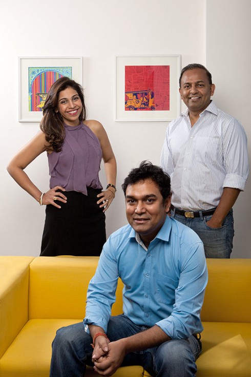 Mydala CEO Anisha Singh, CFO Arjun Basu (seated), CTO Ashish Bhatnagar