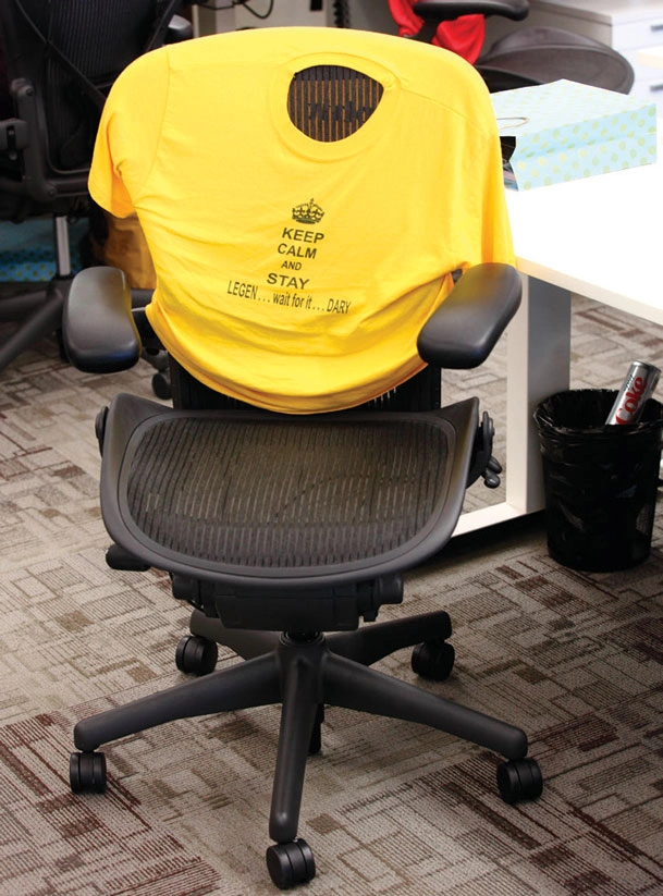 An office chair dons a T-shirt