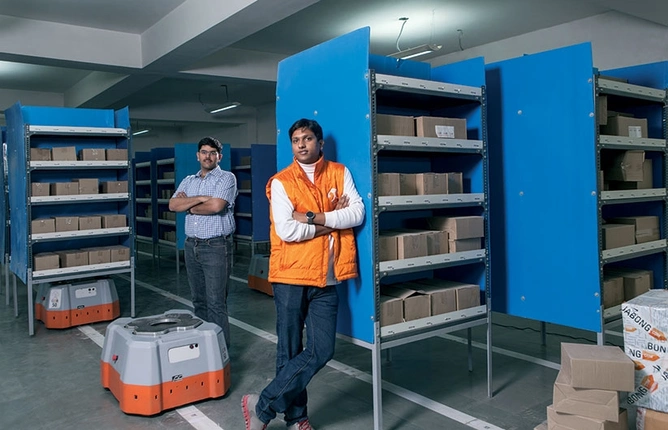 Samay Kohli (L) and Akash Gupta, founders, grey orange robotics