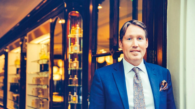 Edward Bodenham is the perfumery director of Floris and a ninth-generation descendant of the founder. Floris has received a total of 17 royal warrants. 