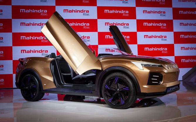 Mahindra Funster Electric Concept. it claims to have a range of 520 km per charge and can hit 100 km per hour in 5 seconds.