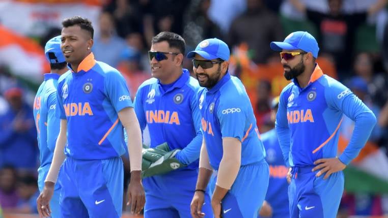 Team India in action during their last league game against Sri Lanka in World Cup 2019
