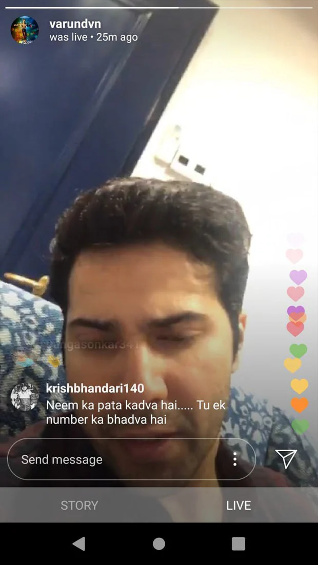 Varun Dhawan gives befitting reply on Instagram live chat after being abused by fan