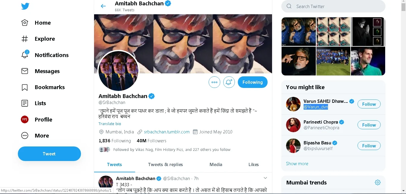Megastar Amitabh Bachchan clocks 40 million followers on Twitter