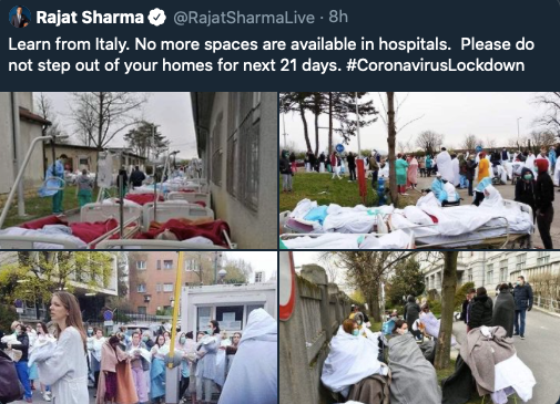 Screengrab of Rajat Sharma's tweet that was subsequently deleted