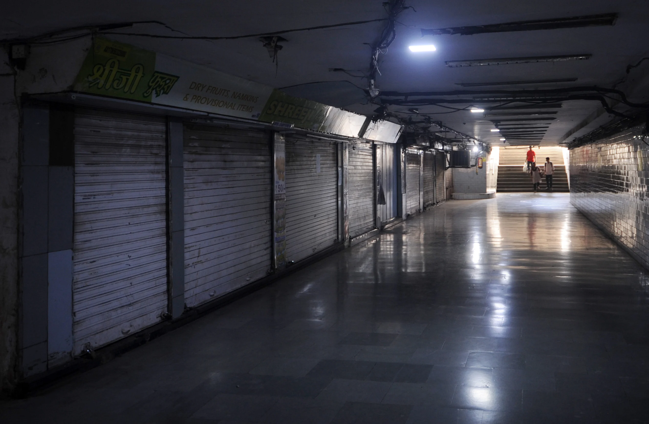 A nearly empty subway in the city