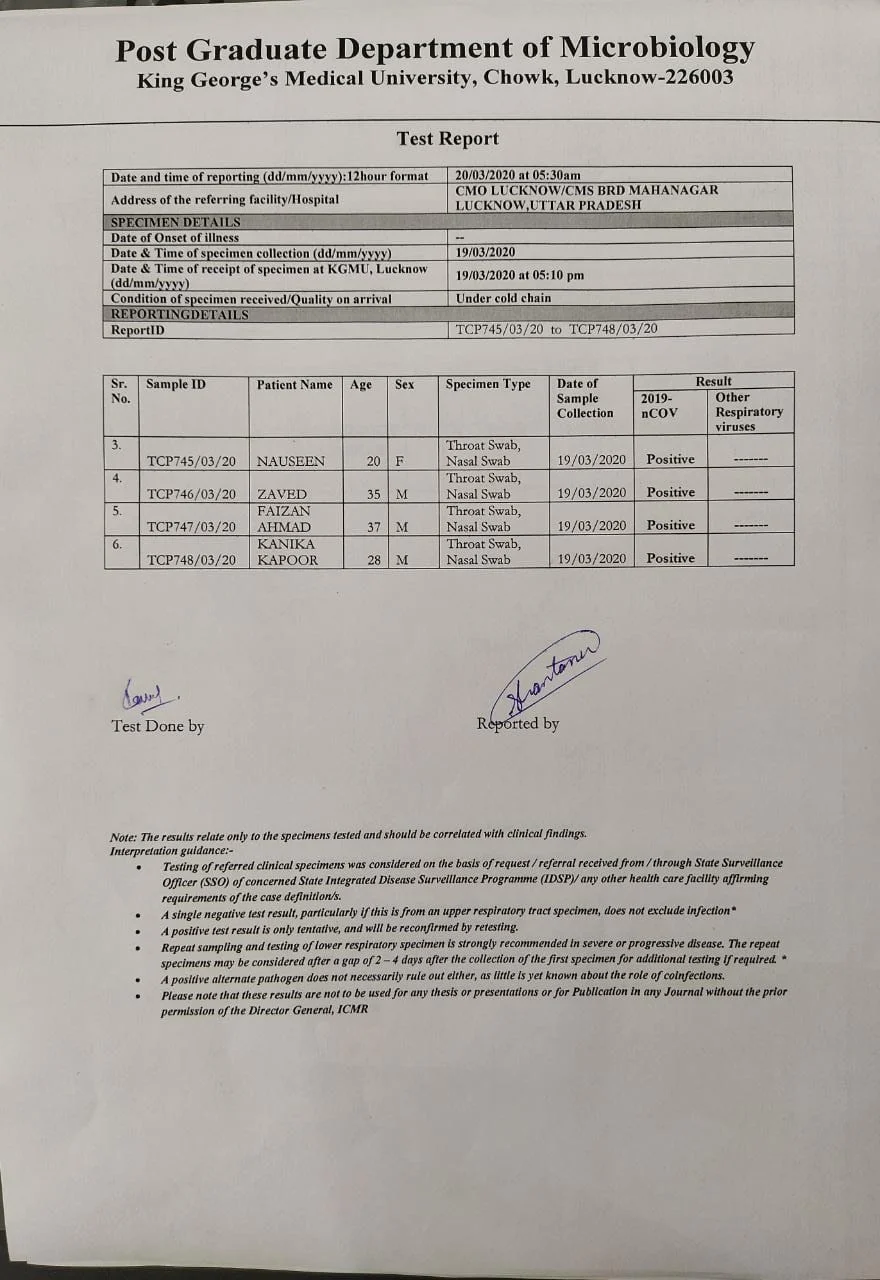 Kanika Kapoor's family point out her coronavirus positive report said she was a 28-year-old male