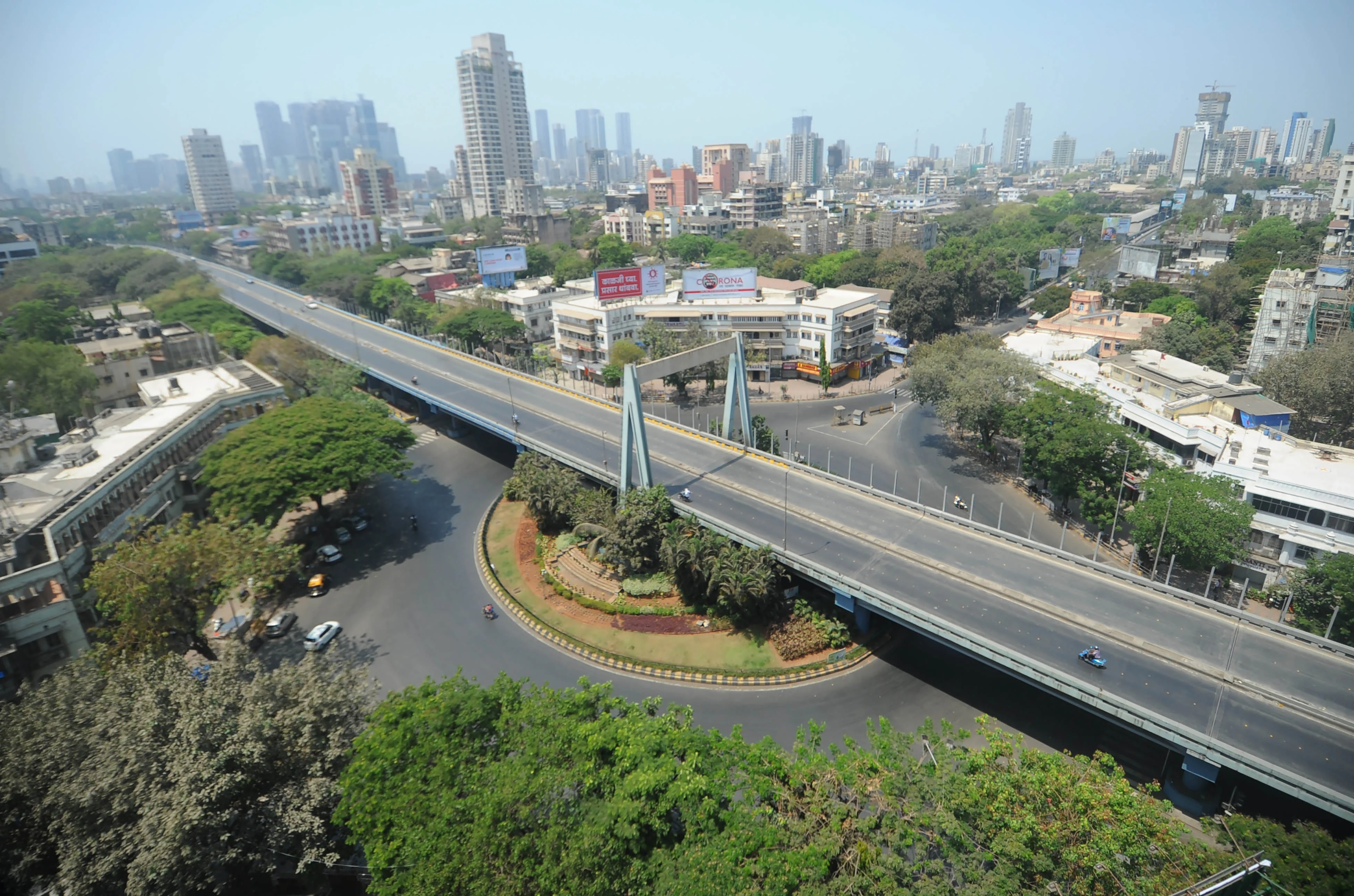 An empty flyover in Mumbai.