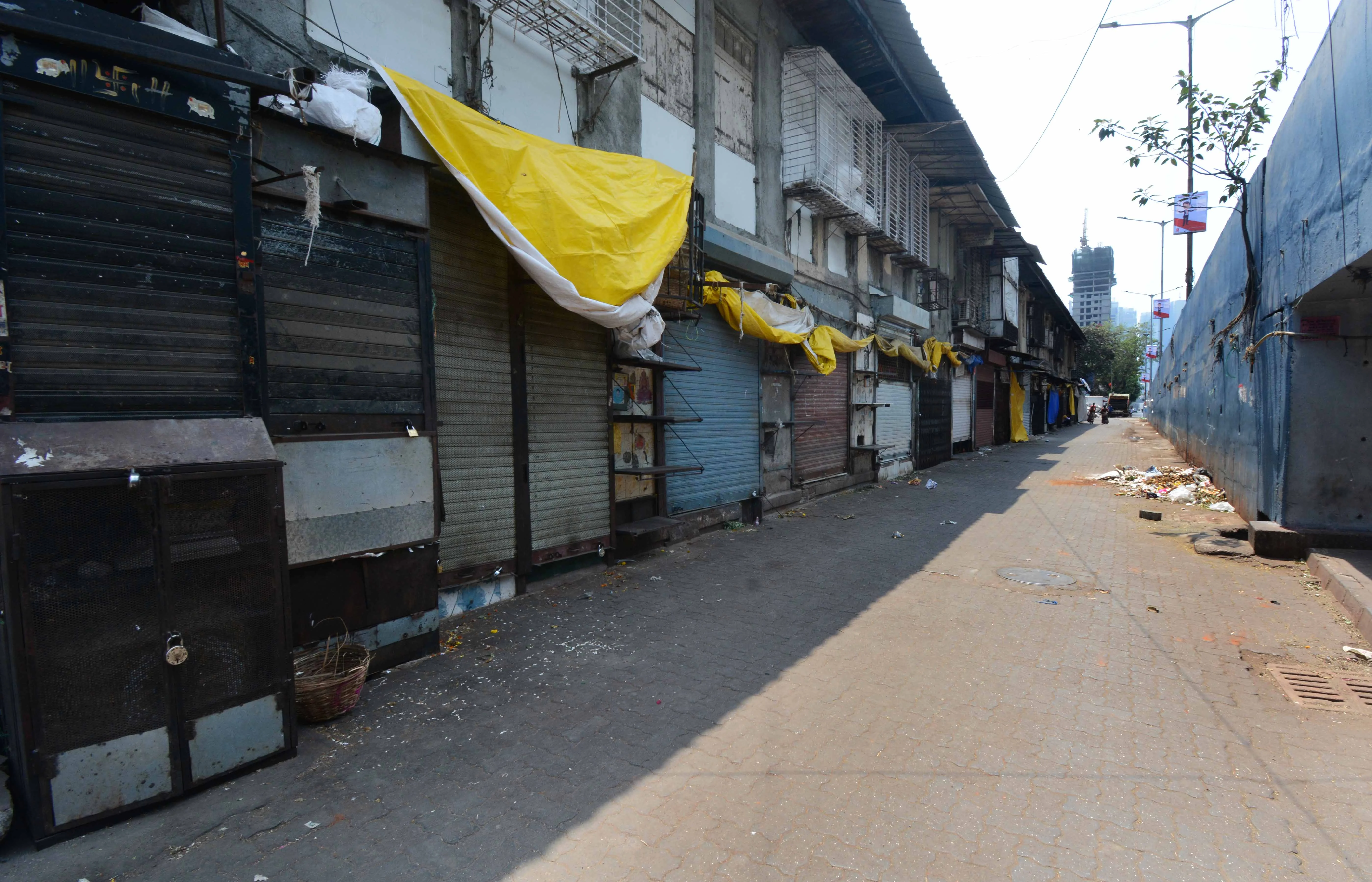 Empty streets at Dadar market.