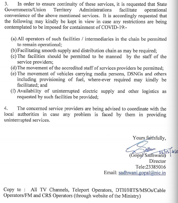 Ensure continuous operation of print, electronic media to curb spread of fake news amid COVID-19: I&B Ministry requests state govts