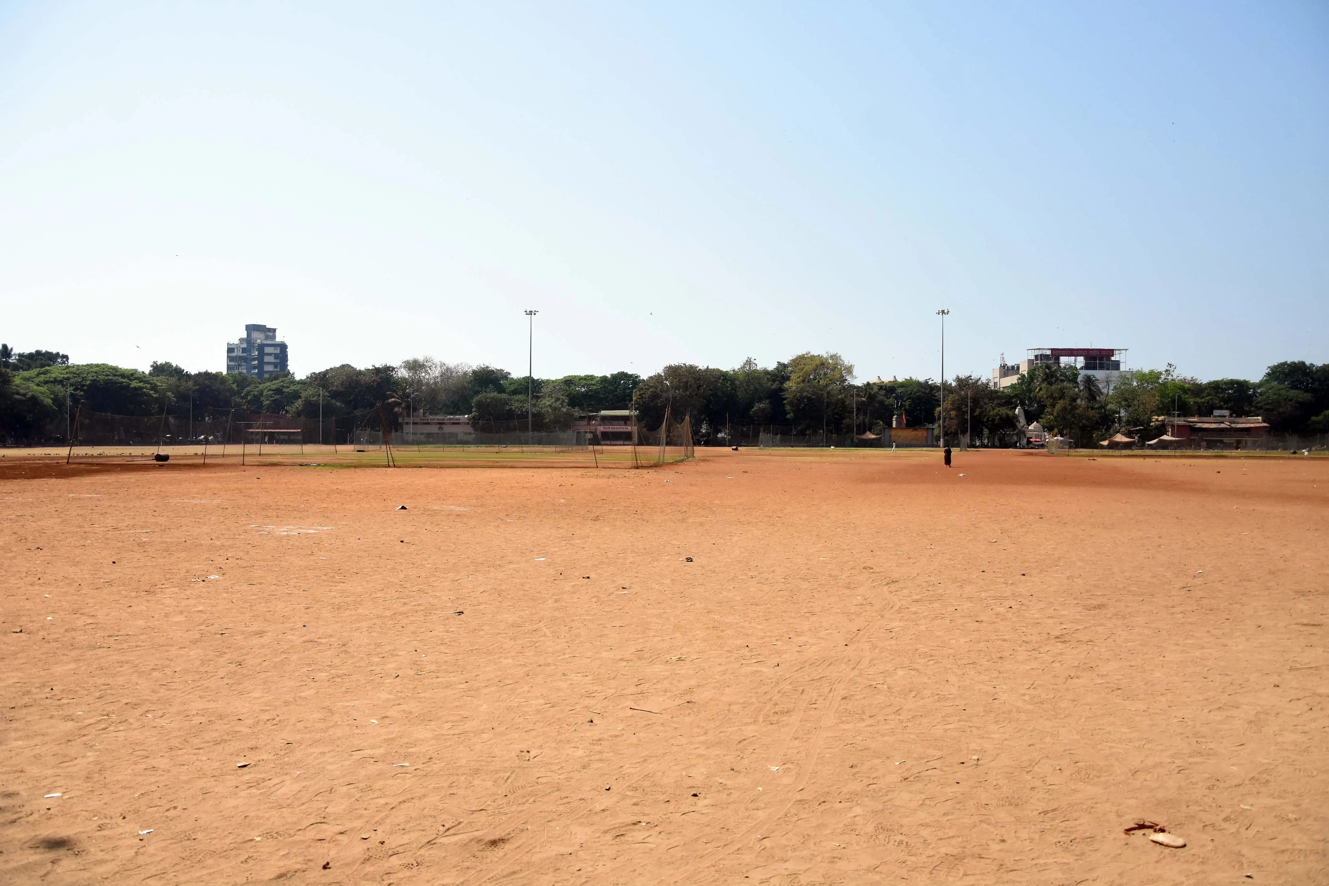 The iconic Shivaji Park at Dadar is nearly empty on Mumbai.