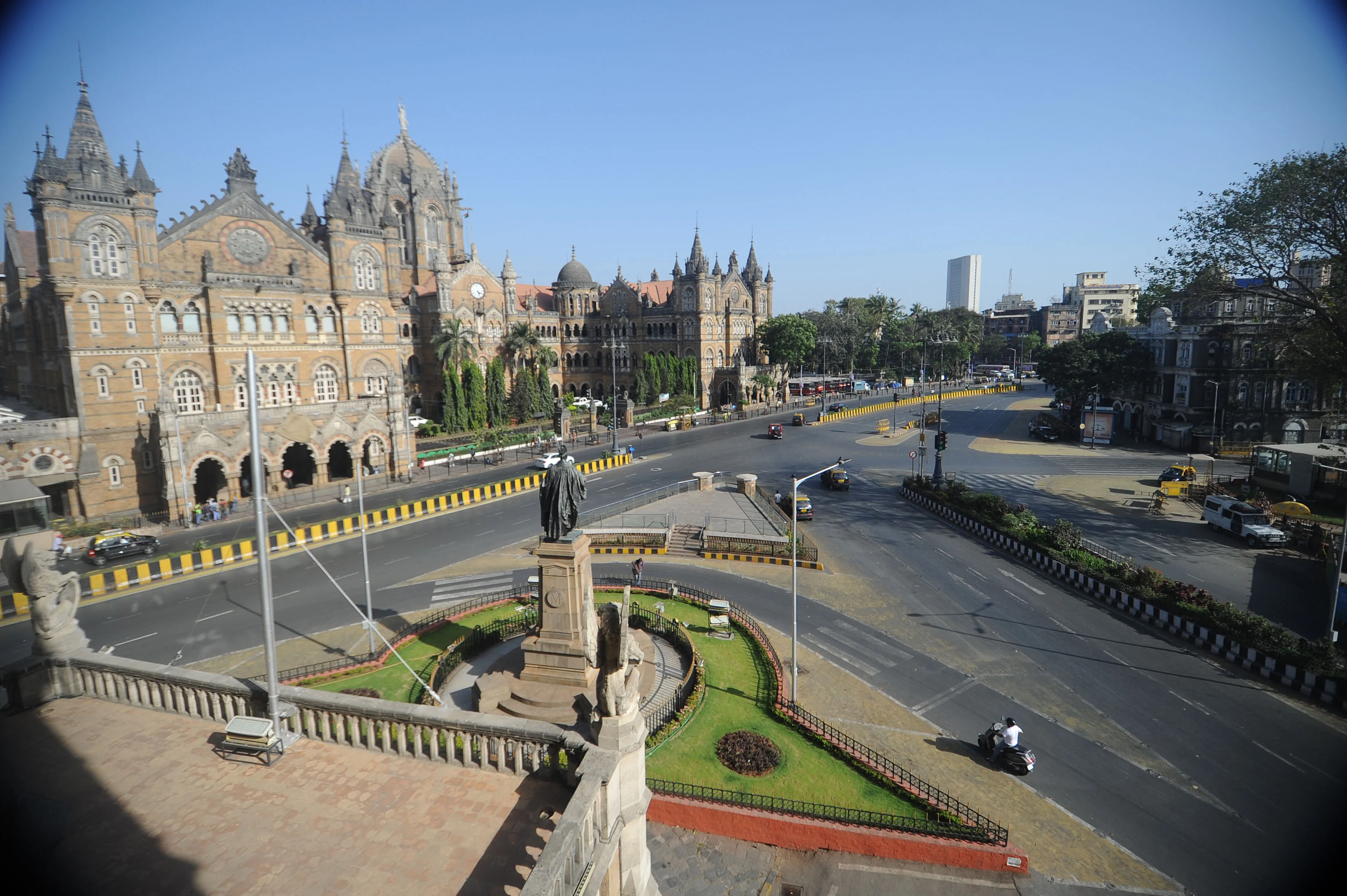 The usually crowded area outside CST appeared deserted on Saturday.