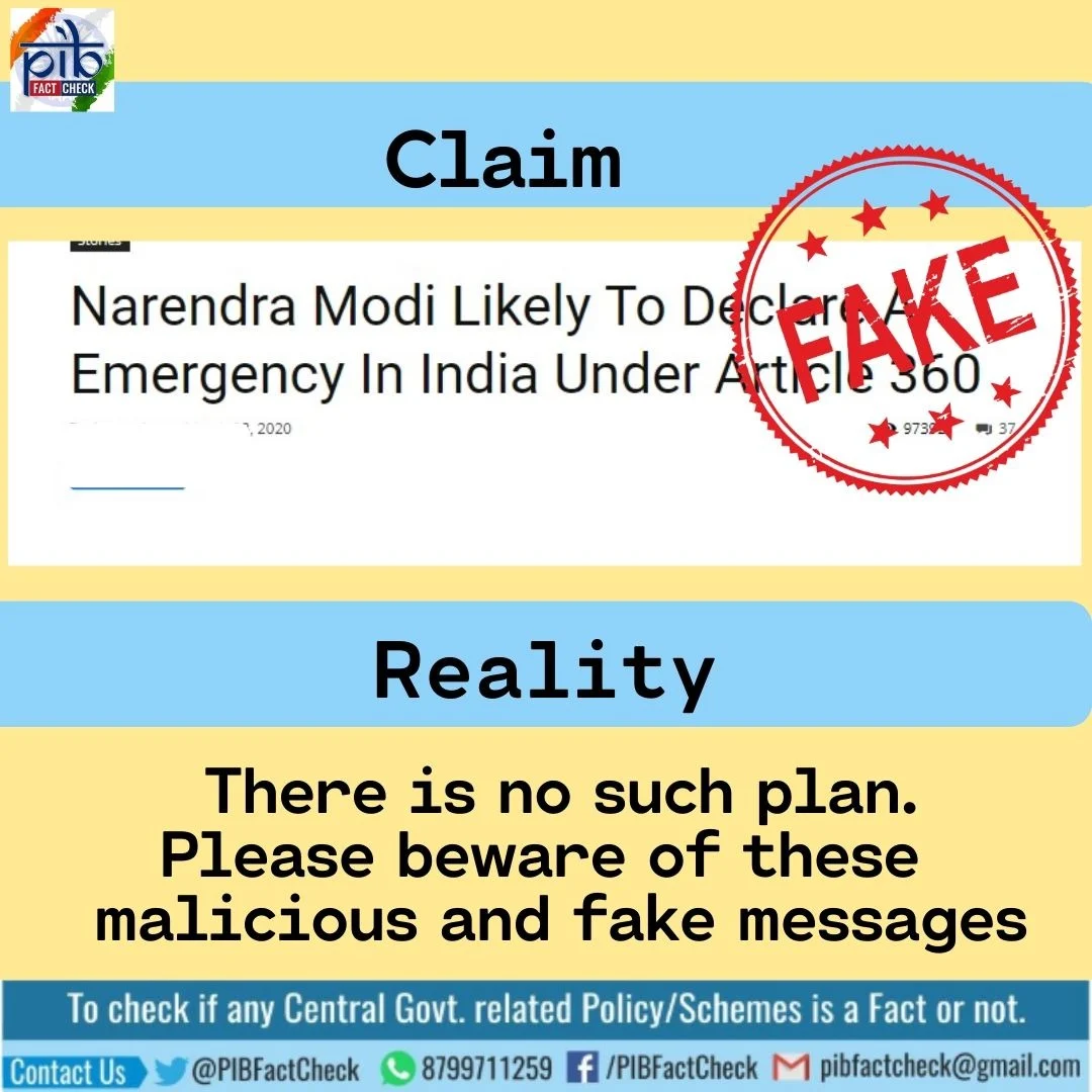PIB Fact Check: Modi govt denies report that government is likely to announce Financial Emergency to tackle coronavirus