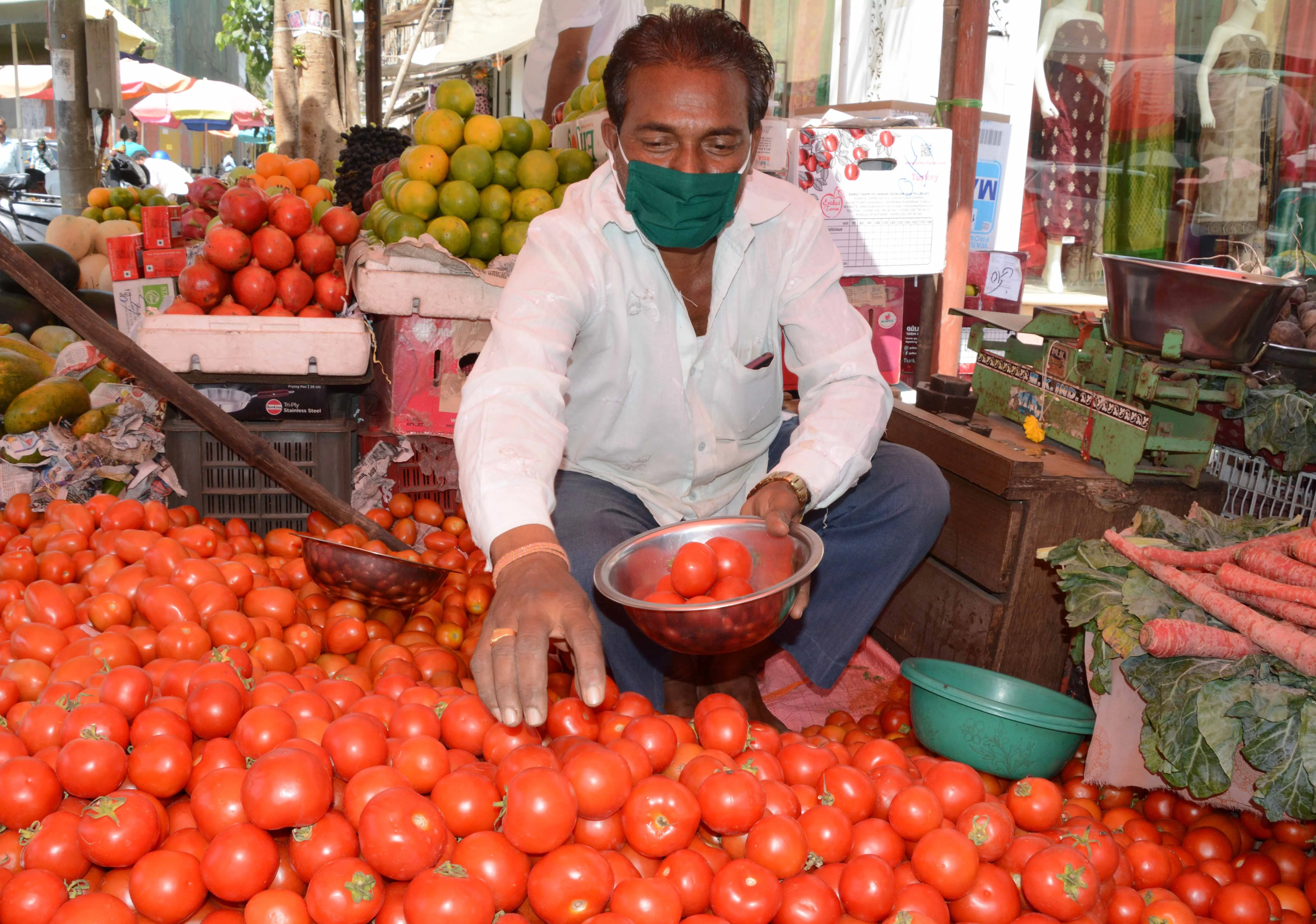 Hawker wearing a mask