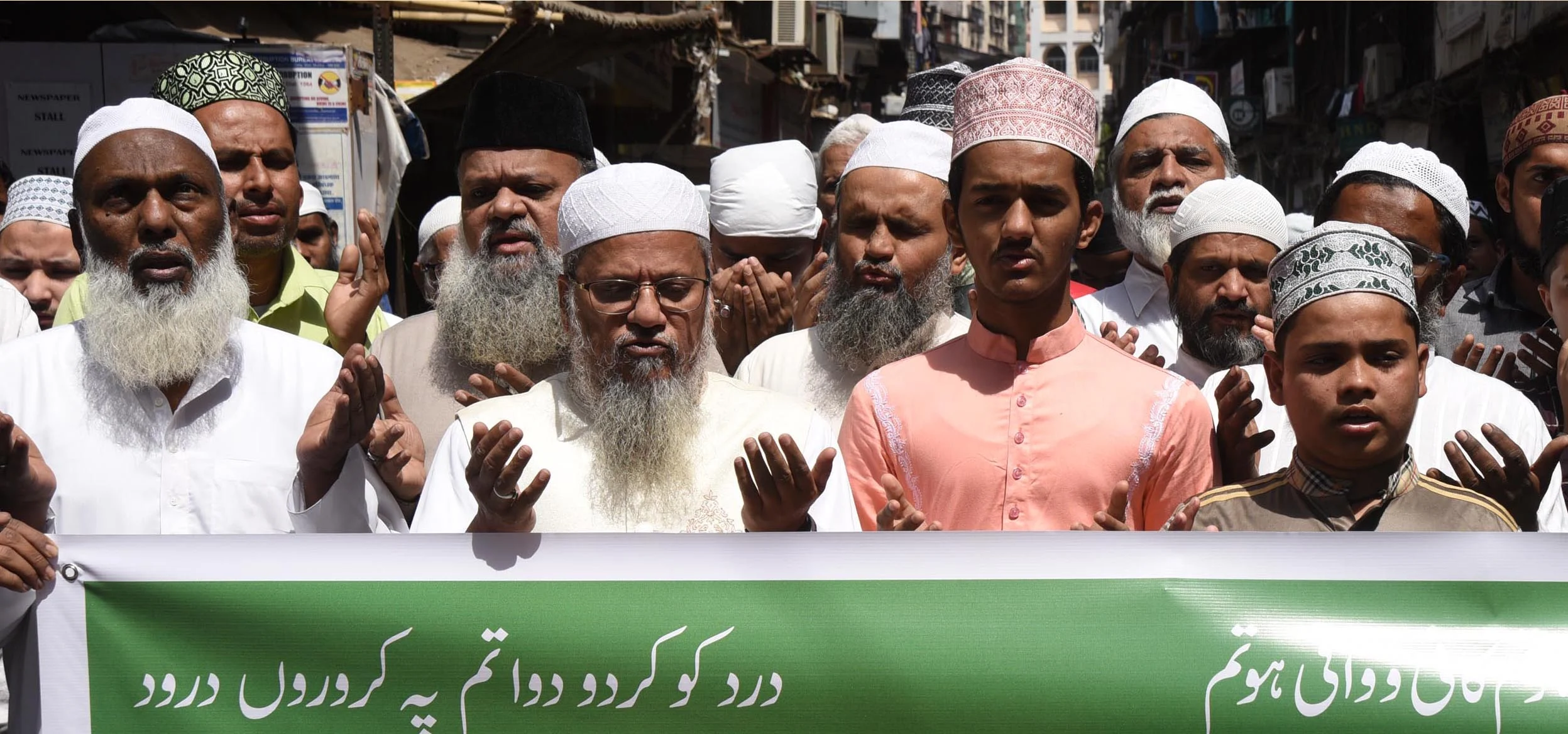 Muslims offering special Namaz at Bhindi Bazar