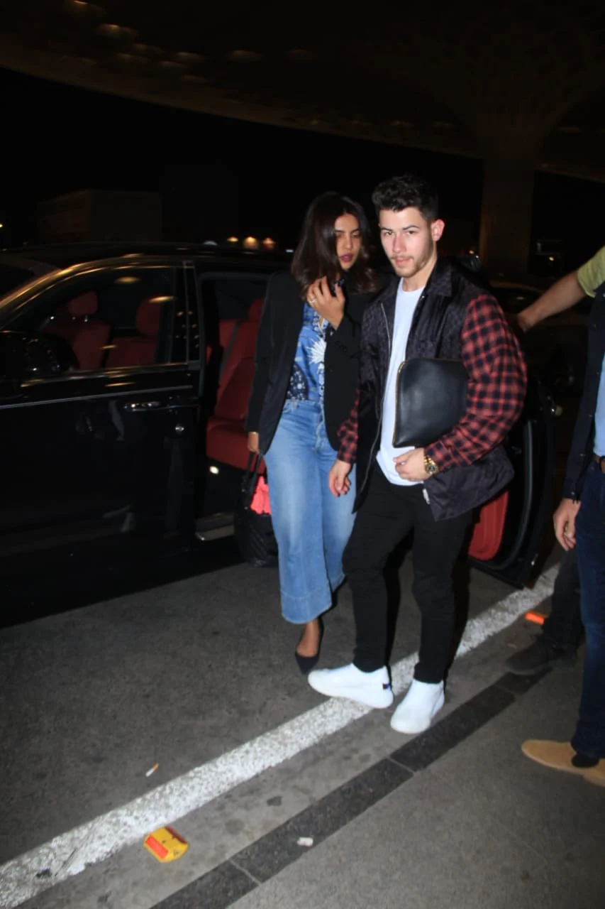 Priyanka Chopra and Nick Jonas at the airport