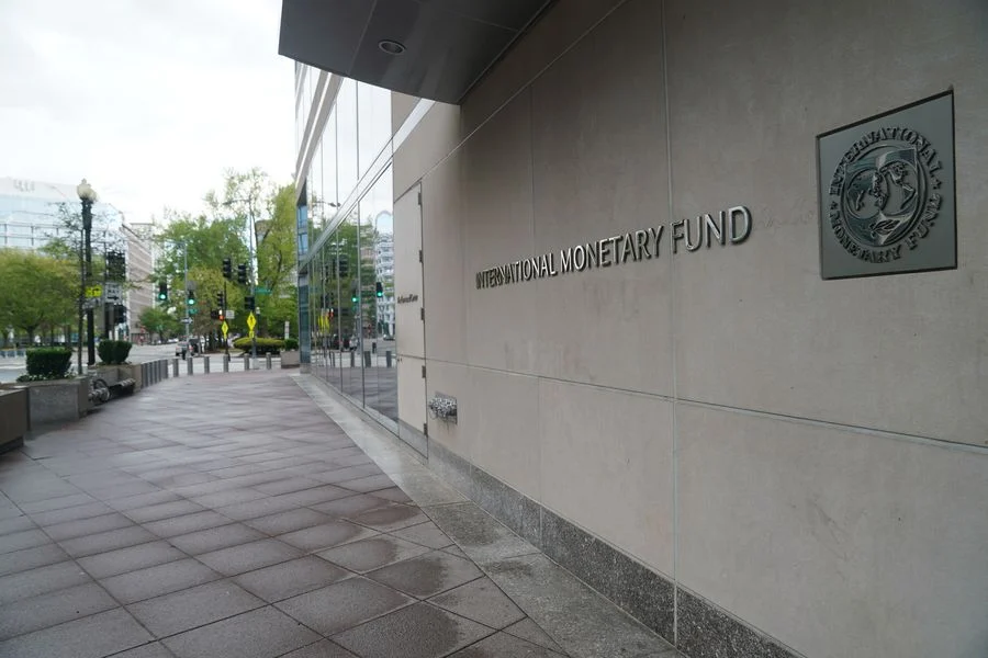 The International Monetary Fund (IMF) Headquarters is seen in Washington D.C., the United States, April 13, 2020.