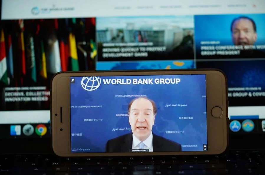 World Bank Group President David Malpass speaks at a virtual press conference, in Washington D.C., the United States, on April 17, 2020.
