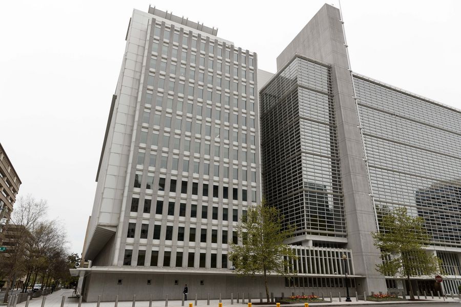 Photo taken on April 17, 2020 shows the World Bank headquarters in Washington D.C., the United States.
