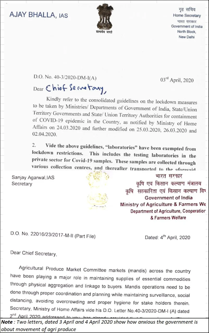 Amid coronavirus lockdown, govt stresses on need to exempt transport of all agriculture products from restriction