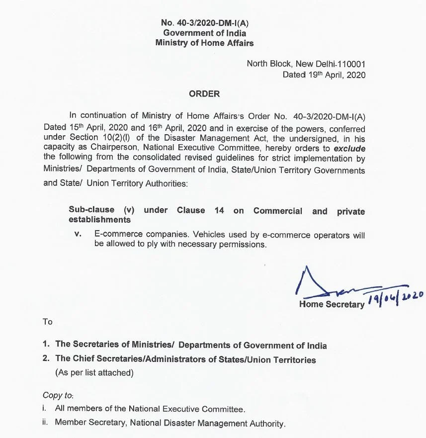 MHA does a rethink, takes back order allowing e-commerce vehicles from Flipkart, Amazon