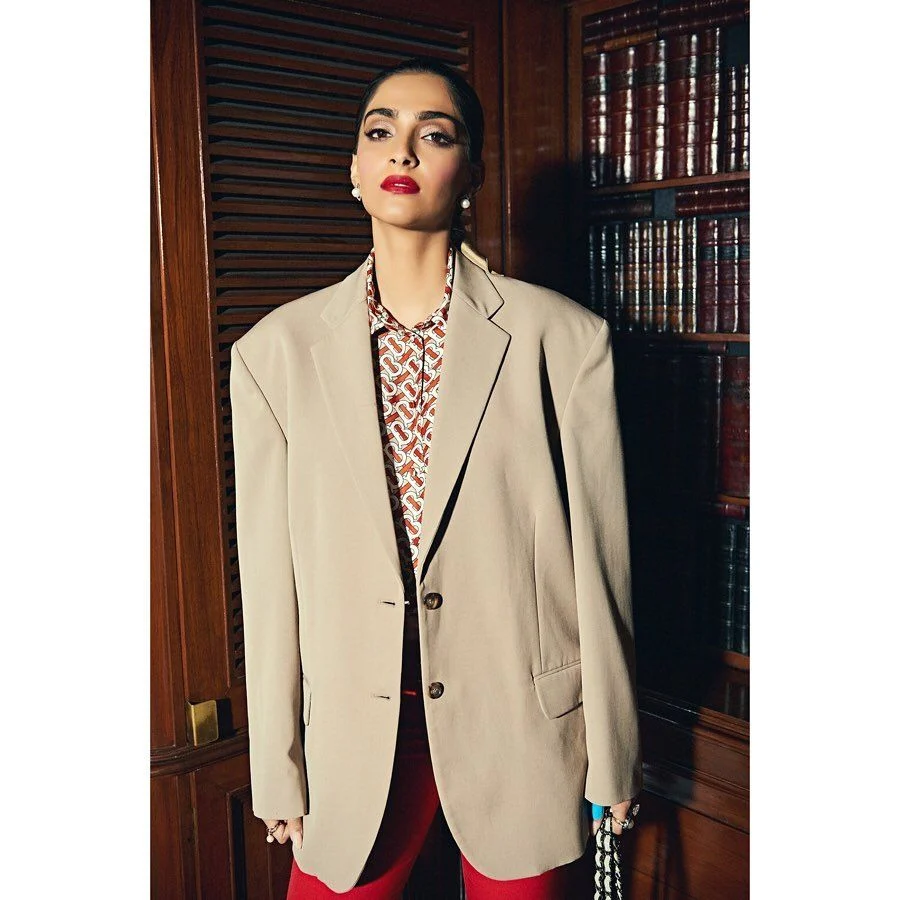 Sonam Kapoor Ahuja looks stuns in a biege coat