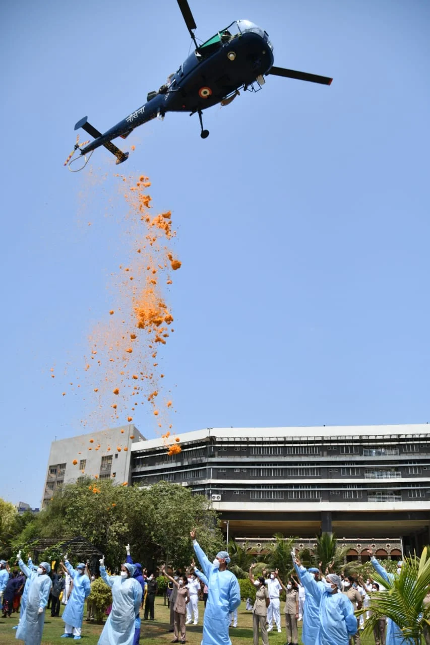 IAF pays tribute to corona warriors at INS Aswin hospital on Sunday