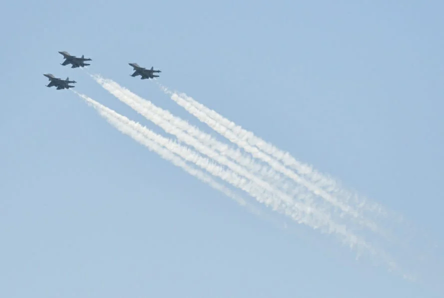Su30 fighter aircrafts flypast at Marine Drive as a tribute to corona warriors on Sunday