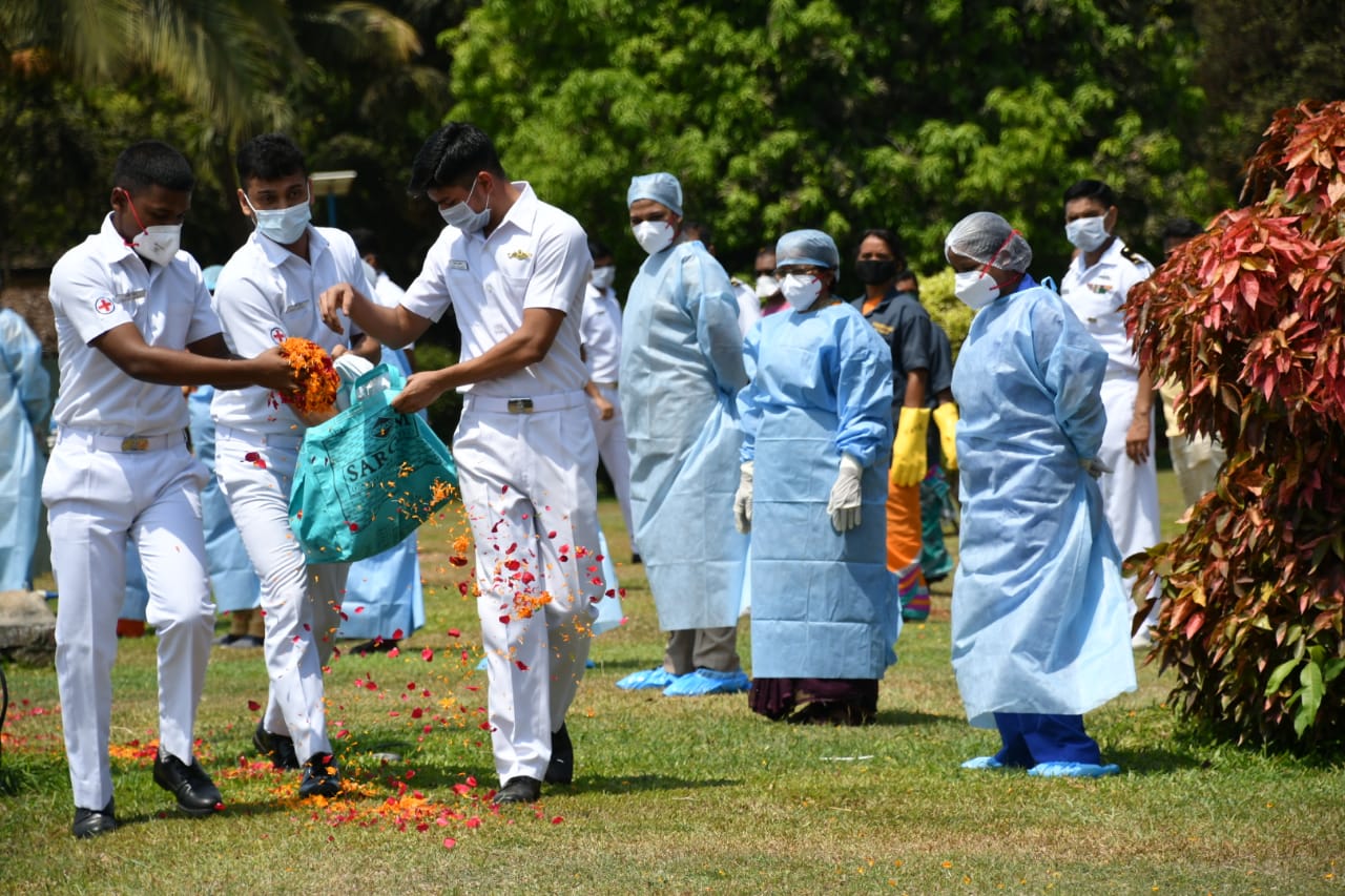 IAF pays tribute to corona warriors at INS Aswin hospital on Sunday