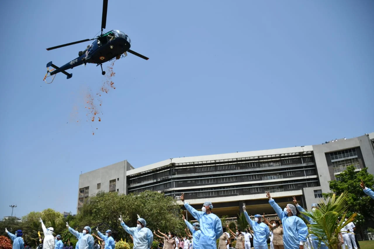 IAF pays tribute to corona warriors at INS Aswin hospital on Sunday