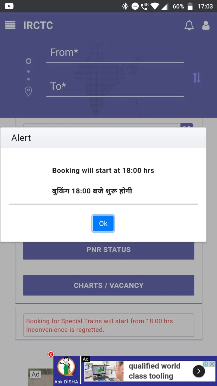 Railway Ministry says 'booking for special passenger trains will start at 6 pm' after irctc.co.in crashes