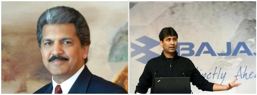 Anand Mahindra (L) and Rajiv Bajaj (R)