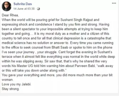 Mahesh Bhatt's associate deletes viral Facebook post about Sushant Singh Rajput's girlfriend Rhea Chakraborty