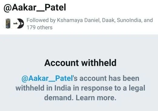 Why did Twitter ban former Amnesty India head Aakar Patel's account in India?