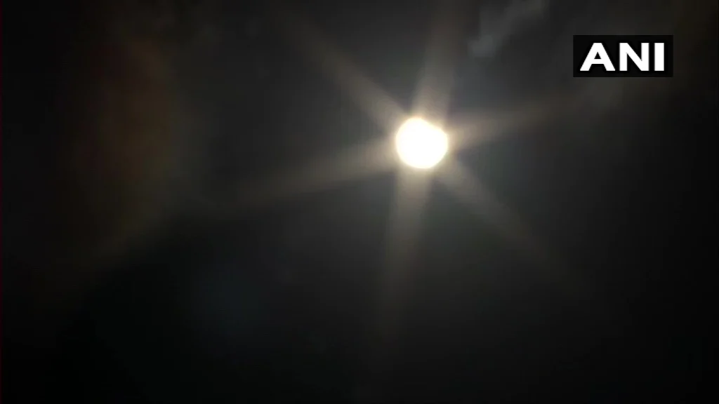 Haryana: #SolarEclipse2020 as seen in the skies of Kurukshetra.