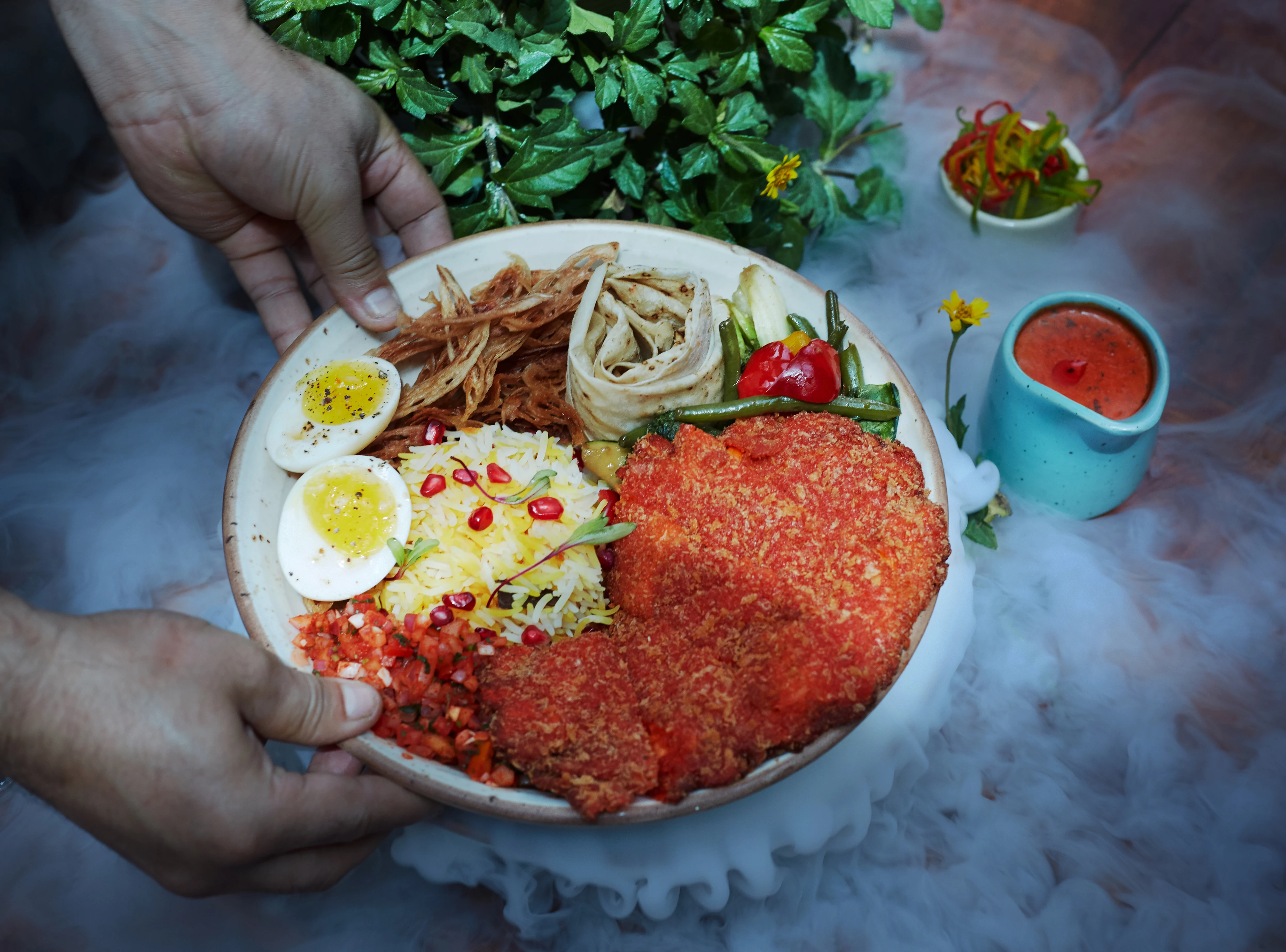 Koliwada Chicken Cutlet, Indian bowl meal