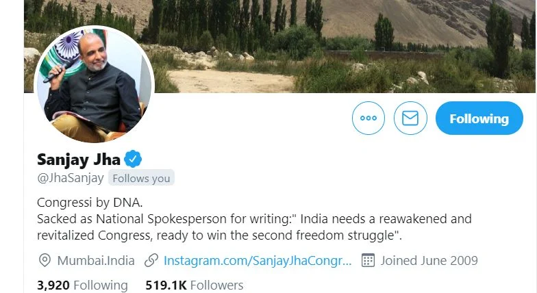 Sacked INC spokesman Sanjay Jha updates Twitter bio on Emergency day, says ‘ready to win second freedom struggle’