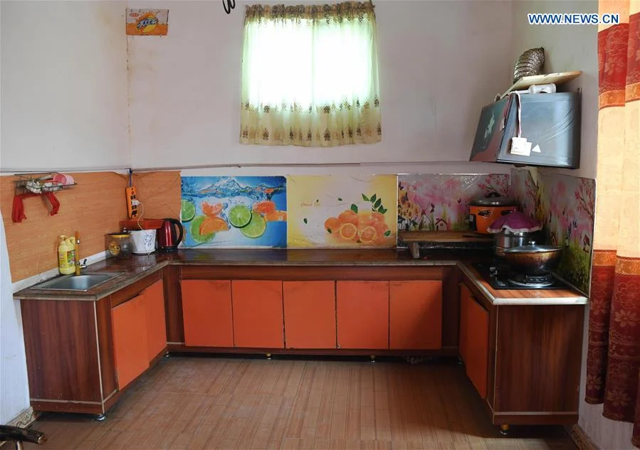 Photo taken on May 22, 2020 shows the inside view of a villager's house in Togragaz Village of Togragaz Township, Hotan Prefecture, northwest China's Xinjiang Uygur Autonomous Region.