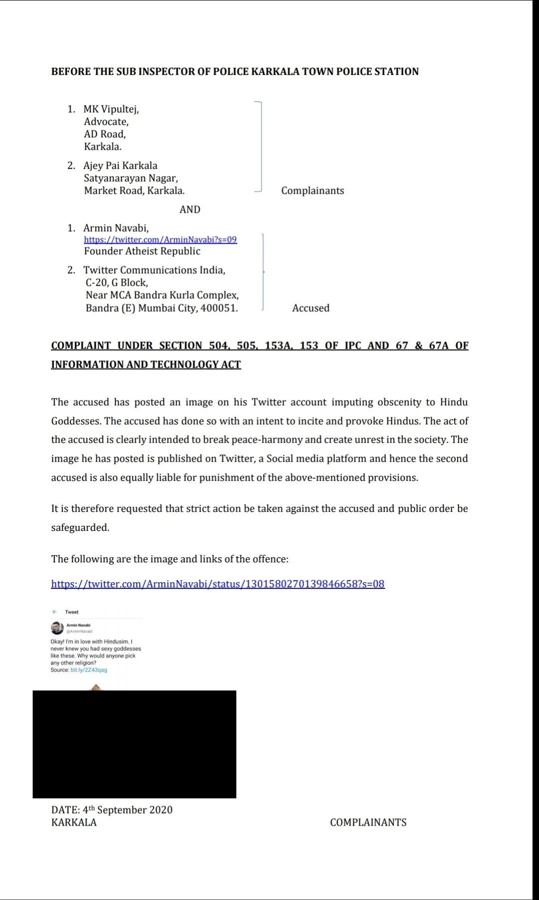 Complaint filed against Armin Navabi for Goddess Kali cartoon - who is he and what is the Atheist Republic?