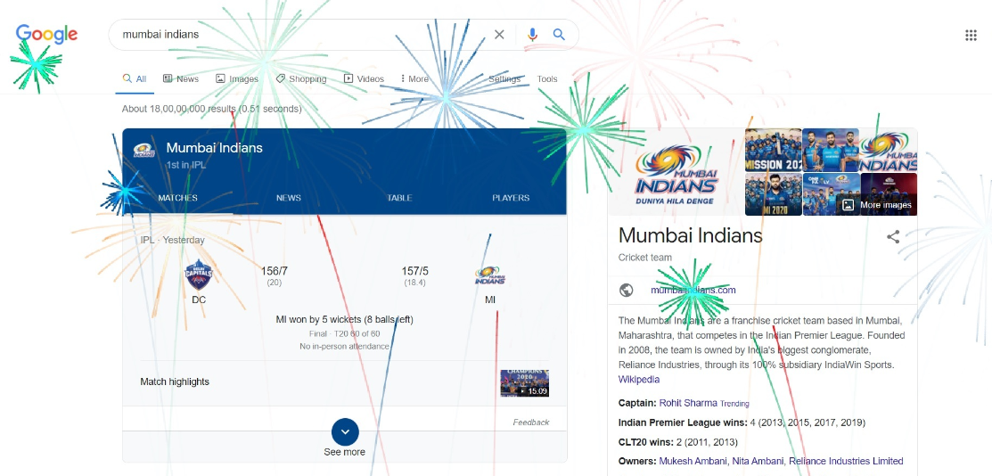 Search for Mumbai Indians on Google and get this 'surprise'