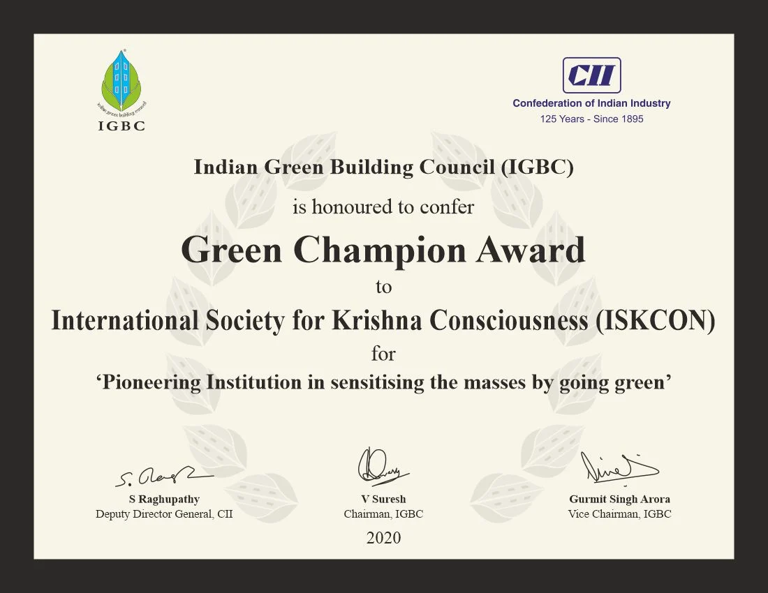 ISKCON bags 'IGBC Green Champion Award 2020'