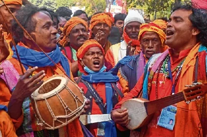Traditional ‘Baul’ singers at the Mamata’s Bolpur rally