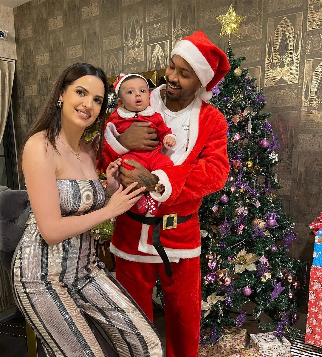 In Pics: Hardik Pandya turns Santa for baby boy Agastya’s first Christmas